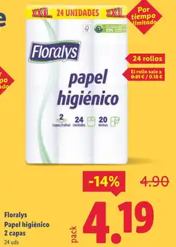Lidl FLORALYS Papel higiénico 2 capas oferta
