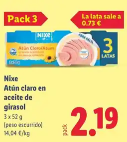 Lidl NIXE Atún claro en aceite de girasol oferta