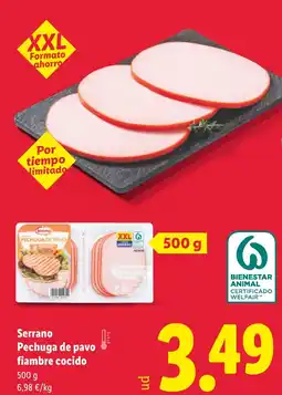 Lidl Serrano Pechuga de pavo fiambre cocido oferta