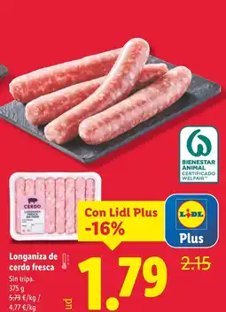Lidl Longaniza de cerdo fresca oferta