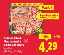 Lidl Trattoria Alfredo Pizza margarita al horno de piedra oferta
