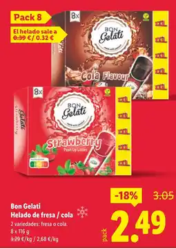 Lidl BON GELATI Helado de fresa / cola oferta