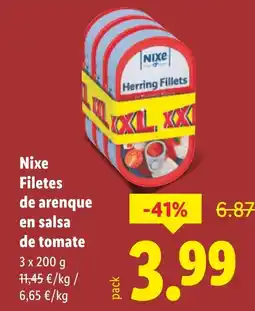 Lidl NIXE Filetes de arenque en salsa de tomate oferta