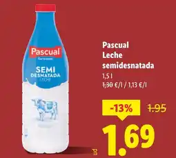 Lidl PASCUAL Leche semidesnatada oferta