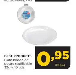 Alimerka BEST PRODUCTS Plato blanco de postre reutilizable oferta