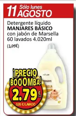 SPAR MANJARES BASICO Detergente líquido con jabón de Marsella 60 lavados oferta