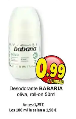 SPAR BABARIA Desodorante oliva roll-on oferta