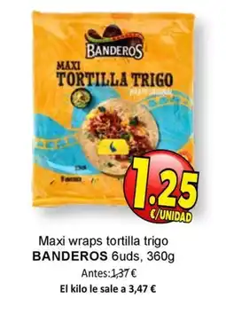 SPAR BANDEROS Maxi wraps tortilla trigo oferta