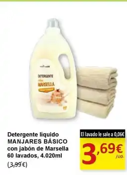 SPAR MANJARES BÁSICO Detergente líquido con jabón de Marsella 60 lavados oferta