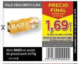 SPAR RAZO Atún en aceite de girasol oferta