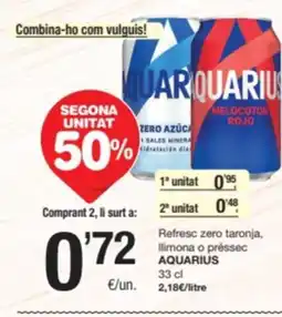 SPAR Fragadis AQUARIUS Refresc zero taronja, Ilimona o préssec oferta