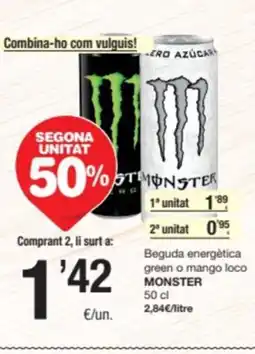 SPAR Fragadis MONSTER Beguda energètica green o mango loco oferta