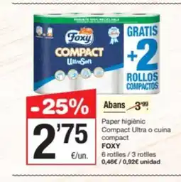 SPAR Fragadis FOXY Paper higiènic Compact Ultra o cuina oferta