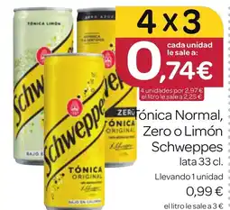 Supermercados El Jamón SCHWEPPES Tónica Normal Zero o Limón oferta