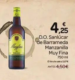 Supermercados El Jamón MUY FINA D.O. Sanlúcar de Barrameda Manzanilla oferta