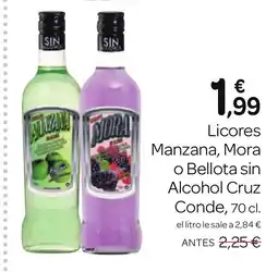 Supermercados El Jamón Licores Manzana, Mora o Bellota sin Alcohol Cruz Conde oferta