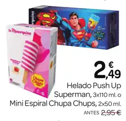 Supermercados El Jamón Helado Push Up Superman Mini Espiral Chupa Chups oferta