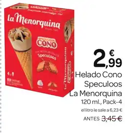 Supermercados El Jamón LA MENORQUINA Helado Cono Speculoos oferta