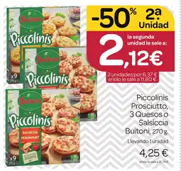 Supermercados El Jamón BUITONI Piccolinis Prosciutto, 3 Quesos O Salsiccia oferta