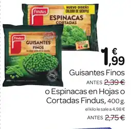 Supermercados El Jamón FINDUS Guisantes Finos o Espinacas en Hojas o Cortadas oferta