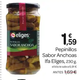 Supermercados El Jamón IFA ELIGES Pepinillos Sabor Anchoas oferta
