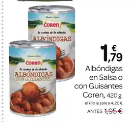 Supermercados El Jamón COREN Albóndigas en Salsa o con Guisantes oferta