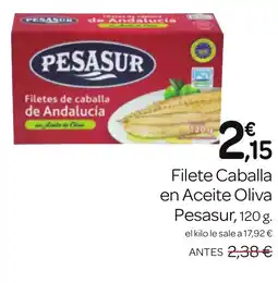 Supermercados El Jamón PESASUR Filetes Caballa en Aceite Oliva oferta