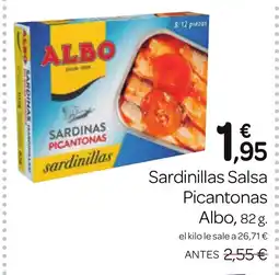 Supermercados El Jamón ALBO Sardinillas Salsa Picantonas oferta