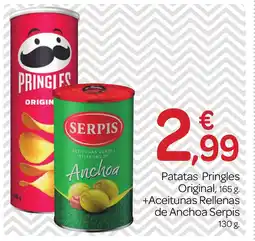Supermercados El Jamón SERPIS Patatas Pringles Original +Aceitunas Rellenas oferta