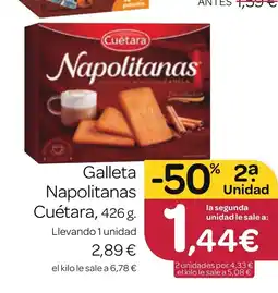Supermercados El Jamón CUETARA Galleta Napolitanas oferta