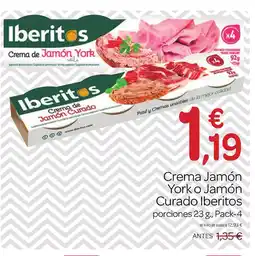 Supermercados El Jamón IBERITOS Crema Jamón York o Jamón Curado oferta
