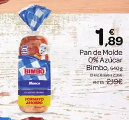 Supermercados El Jamón BIMBO Pan de Molde 0% Azúcar oferta