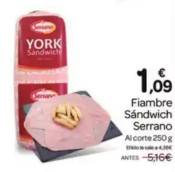 Supermercados El Jamón SERRANO Fiambre Sándwich oferta
