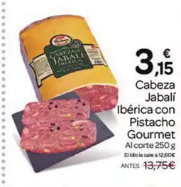 Supermercados El Jamón Cabeza Jabalí Ibérica con Pistacho Gourmet oferta