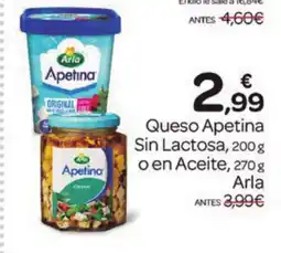 Supermercados El Jamón ARLA Queso Apetina Sin Lactosa o en Aceite oferta