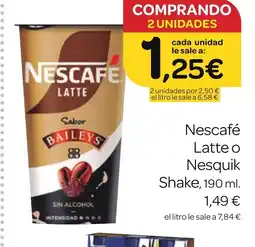 Supermercados El Jamón NESCAFE Latte o Nesquik Shake oferta