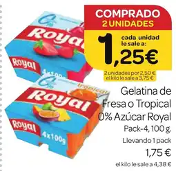 Supermercados El Jamón ROYAL Gelatina de Fresa o Tropical 0% Azúcar oferta
