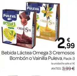 Supermercados El Jamón PULEVA Bebida Láctea Omega 3 Cremosos Bombón o Vainilla oferta