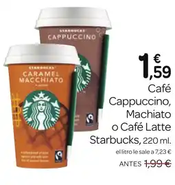 Supermercados El Jamón STARBUCKS Café Cappuccino, Machiato o Café Latte oferta