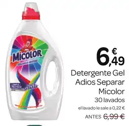 Supermercados El Jamón MICOLOR Detergente Gel Adios Separar oferta