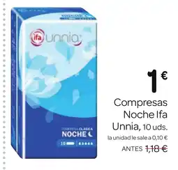 Supermercados El Jamón IFA UNNIA Compresas Noche oferta