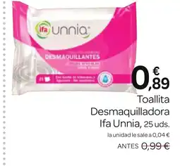 Supermercados El Jamón IFA UNNIA Toallita Desmaquilladora oferta