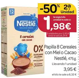 Supermercados El Jamón NESTLE Papilla 8 Cereales con Miel o Cacao oferta