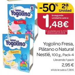Supermercados El Jamón Yogolino Fresa, Plátano o Natural Nestlé oferta