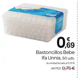Supermercados El Jamón IFA UNNIA Bastoncillos Bebe oferta
