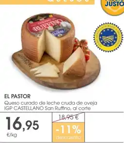 Supermercados Plaza EL PASTOR Queso curado de leche cruda de oveja oferta