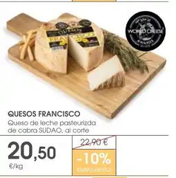 Supermercados Plaza QUESOS FRANCISCO Queso de leche pasteurizda de cabra oferta