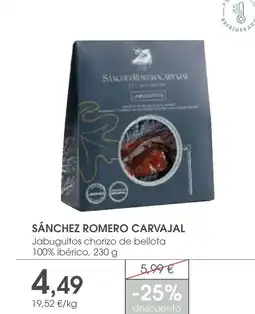Supermercados Plaza SÁNCHEZ ROMERO CARVAJAL Jabuguitos chorizo de bellota 100% ibérico oferta