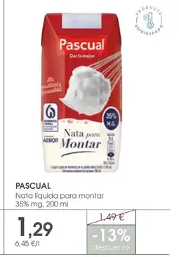 Supermercados Plaza PASCUAL Nata líquida para montar oferta