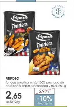 Supermercados Plaza FRIPOZO Tenders american style 100% pechuga de pollo sabor cajún o barbacoa y miel oferta